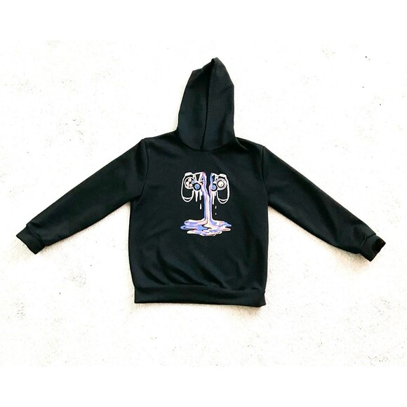SHEIN-Black Hoodie with Game Controller Logo-Boys Size 10 - Picture 5 of 5